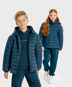 Куртка с капюшоном демисезонная стеганая синяя детская Button Blue (152)