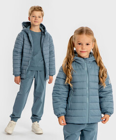 Куртка с капюшоном демисезонная стеганая синяя детская Button Blue (104)