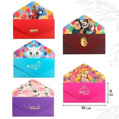 Конверт для денег подарочный. набор, софт тач, тиснение, 19 х 9 см, дисней Дарите Счастье