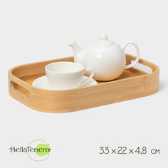 Поднос с ручками доляна striata, 33×22×4,8 см, бамбук NO Brand