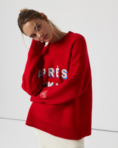 Джемпер с вышивкой красного цвета