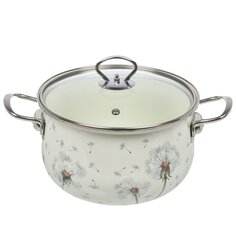 Кастрюля эмалированная сталь, 3.8 л, с крышкой, крышка стекло, Agness, Dandelion, 943-058, индукция