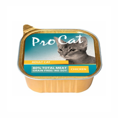 Влажный корм для взрослых кошек PRO CAT паштет с курицей 100 г
