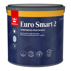 Краски для стен и потолков краска акриловая TIKKURILA Euro Smart 2 для стен и потолков база A 2,7л белая, арт.700001103