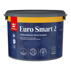 Краски для стен и потолков краска акриловая TIKKURILA Euro Smart 2 для стен и потолков база A 9л белая, арт.700001104