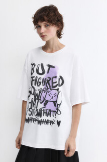 футболка женская Футболка oversize хлопковая с принтом Befree