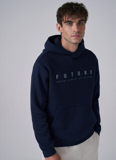 Худи с текстовым принтом, Синий Ostin