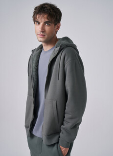 Утеплённая толстовка на молнии, Зеленый Ostin