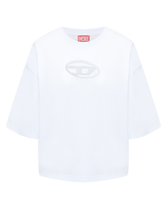 Футболка oversize с лого, белая Diesel