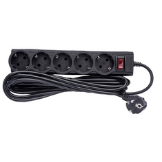Сетевой фильтр CBR CSF 2505-5.0 Black PC 5 евророзеток, длина кабеля 5 метров, чёрный