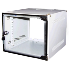 Шкаф настенный 10", 12U TWT TWT-CBW10G-12U-3x3-GY 312x300, стеклянная дверь, серый