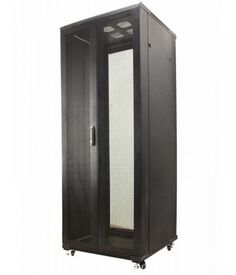 Шкаф напольный 19", 42U TopLAN TOP-MDX-R-42U80-100-PRPR-BK серверный 800x1000, передняя и задняя дверь распашные перфорированные, ножки, черный