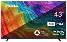 Телевизор LED Digma DM-LED43SBB33 43" Яндекс.ТВ Frameless Metal черный FULL HD 60Hz DVB-T DVB-T2 DVB-C DVB-S DVB-S2 USB WiFi Smart TV