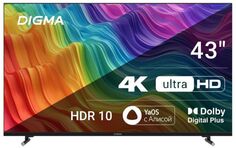 Телевизор LED Digma DM-LED43UBB33 43" Яндекс.ТВ Frameless Metal черный 4K Ultra HD 60Hz DVB-T DVB-T2 DVB-C DVB-S DVB-S2 USB WiFi Smart TV