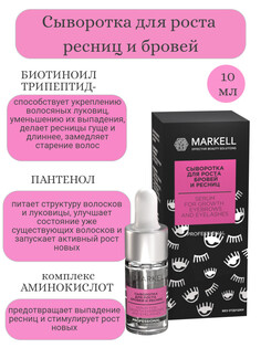 MARKELL Professional Сыворотка для роста бровей и ресниц,флакон с пипеткой 10мл