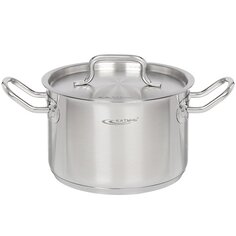 Кастрюля нержавеющая сталь, 3 л, с крышкой, крышка сталь, Катунь, Общепит, КТ-ОБ-03, металлик