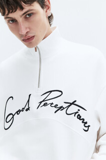 джемпер мужской Толстовка half-zip из футера с принтом-надписью Befree