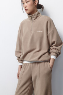 джемпер женский Толстовка half zip флисовая с надписью Befree