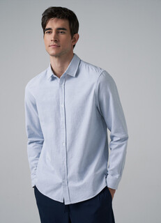 Рубашка Slim fit, Голубой Ostin
