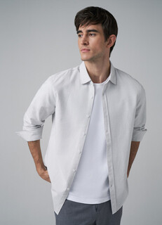 Рубашка Slim fit, Серый Ostin