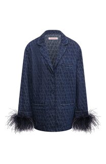 Джинсовый жакет с отделкой перьями Valentino