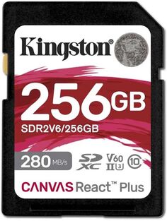 Карта памяти SDXC 256GB Kingston SDR2V6/256GB Canvas React Plus UHS-I Class U3 V60, 280R/100W