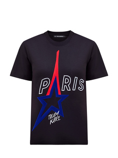 Хлопковая футболка из джерси с фактурным декором Paris Karl Lagerfeld