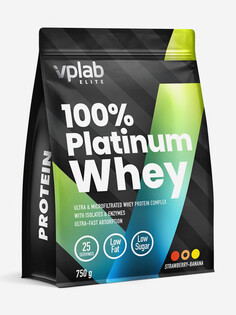 Протеин Vplab 100% Platinum Whey "Клубника и банан", 750 г, Серый