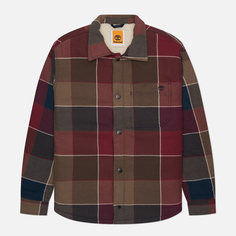 Мужская демисезонная куртка Timberland Sherpa Lined Plaid Overshirt, цвет бордовый