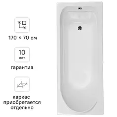 Ванна Нерея акриловая 170x70 см Без бренда