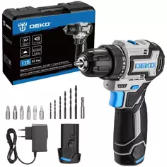 Дрель-шуруповерт аккумуляторная Deko SHARKER12VPRO, 12 В Li-ion 2x2 Ач ДЕКО