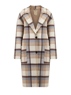 Однобортное пальто-oversize из шерстяной ткани в крупную клетку Woolrich