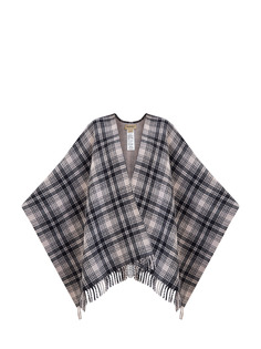 Клетчатый кейп из шерсти с бахромой и макро-логотипом Woolrich