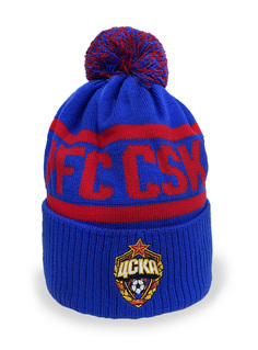 Шапка PFC CSKA, цвет синий, трикотажная, вязаная ПФК ЦСКА