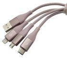 Кабель 3 in 1 зарядный Solove USB - Lightning/Micro/Type-C SOLOVE, 120 см, 5V, 24А, нейлоновая оплетка, DW2 (RUS) техпак розовый