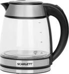 Чайник Scarlett SC-EK27G54, 1800 Вт, 1.7 литра, стекло, черный/серебристый
