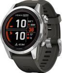 Часы Garmin Fenix 7S PRO SOLAR EDITION, SILVER WITH GRAPHITE BAND