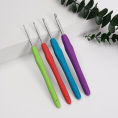 Набор крючков для вязания, d = 2-5 мм, 14 см, 4 шт, цвет разноцветный Арт Узор