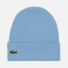 Шапка Lacoste Ribbed Wool Knit, цвет голубой