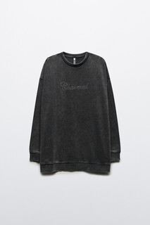 джемпер женский Свитшот oversize с вареным эффектом и стразами Befree