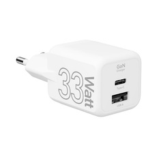 Зарядное устройство сетевое Lyambda LJC-33-1C1A GaN, 33 Вт, 1xUSB-C, 1xUSB-A, белый