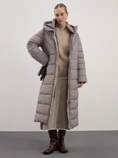 Стеганое пальто с капюшоном на поясе Zarina