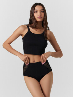 Трусы женские макси в черном цвете с деталями из кружева Mark Formelle