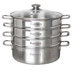 Мантоварка-пароварка 4,0л стеклянная крышка 3 секции Kukmara