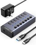 Хаб Ugreen CM481 (90307) USB-C to 7-Port USB-A 3.0 Hub DC 12V EU, черный