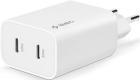 Сетевое зарядное устройство Ttec SmartCharger Duo GAN PD 50W Fast Travel Charger USB-C + USB-C, белый (2SCG01B)