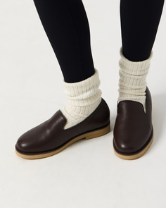 Зимние полуботинки из кожи темно-коричневого цвета