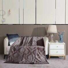 Плед евро, 200х220 см, велсофт жаккард, 100% полиэстер, Silvano, Fresco, коричневый, 200/148-FRE/LA