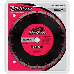 Диск отрезной алмазный по бетону, Diaforce, Segment, сегментный край, 230х22.23х2.5 мм, сухой рез, 500230
