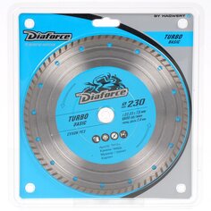 Диск отрезной алмазный по армированному бетону, Diaforce, Turbo Basic, сплошной край, 230х22.2х2.4 мм, сухой рез, 511230